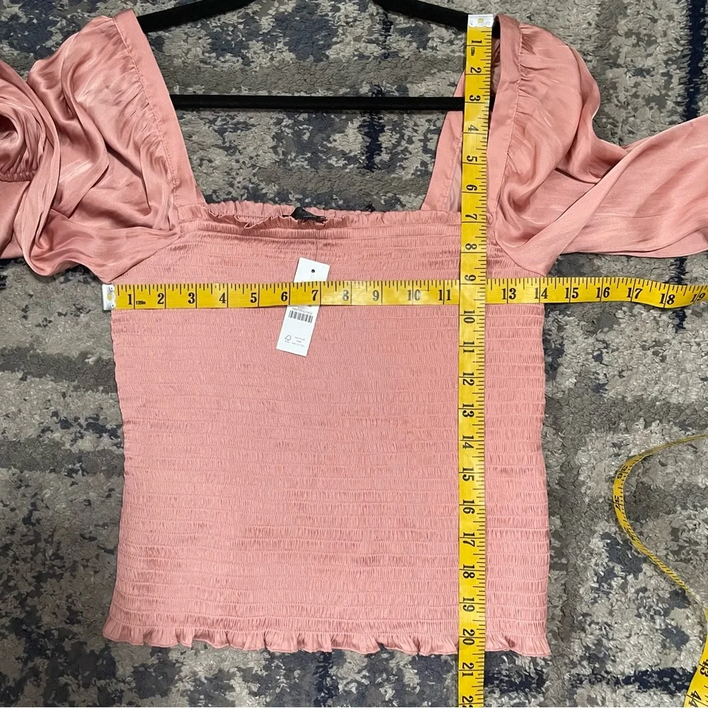 NWT J‎ Crew Squareneck Smocked Featherweight Satin Crop Top Size S